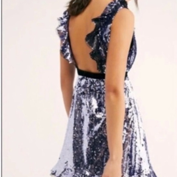 Free People Sequin Mini Dress in Purple and Black Size:6 - Picture 3 of 15